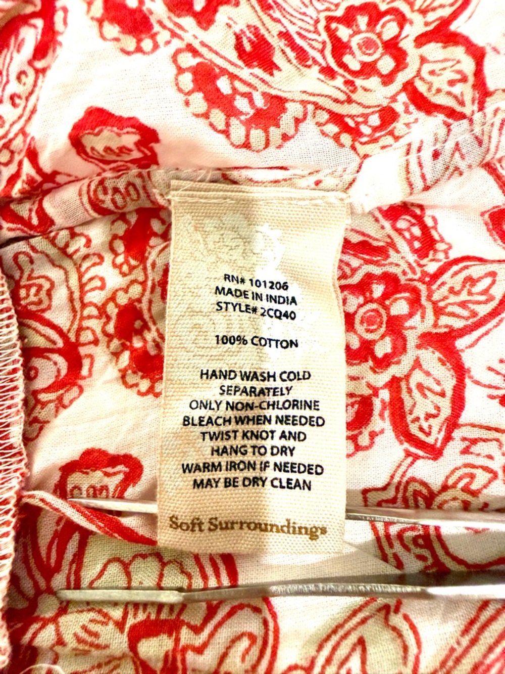 Soft Surroundings 100% Cotton Red Paisley Swirl Tiered Dress Women M - Picture 10 of 11